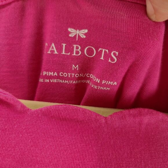 Talbots Womens T-Shirt Pink Size Medium 100% Pima Cotton Short Sleeve Pullover - Picture 5 of 12